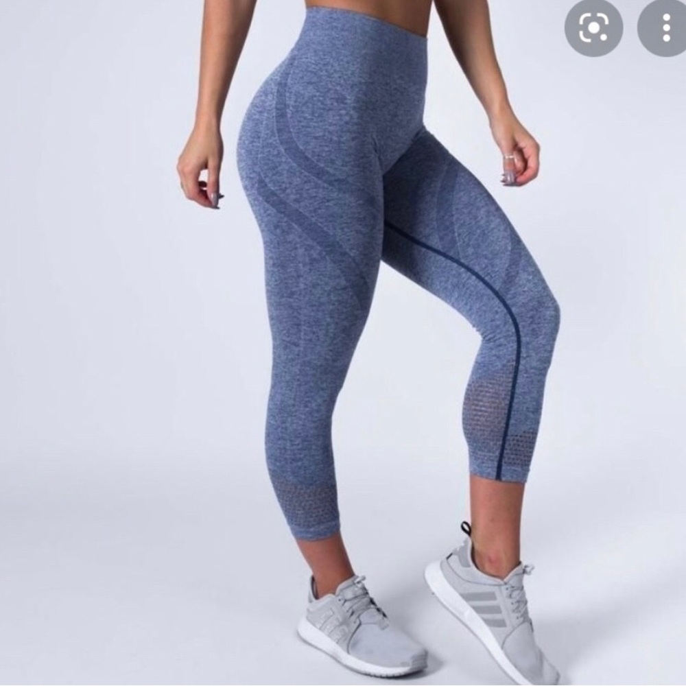 Heather Navy Muscle Nation v2 Seamless High Waist 7/8 Leggings S